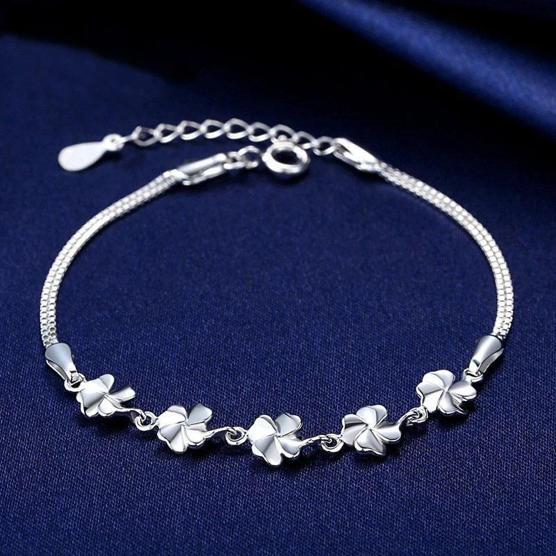 9999银幸运四叶草手链小众设计简约高级感时尚饰品ins百搭