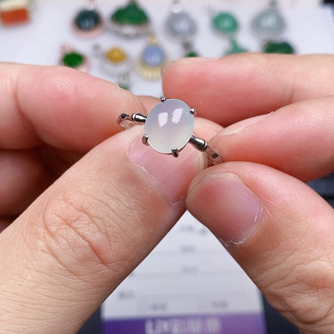 翡翠戒指银S925镶嵌戒指