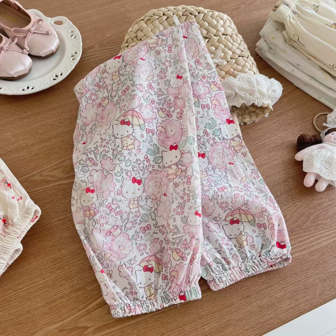 防蚊裤集合棉兔子八月谷夏款儿童薄款宽松裤透气印花女童休闲裤