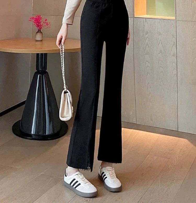 3182黑色时尚喇叭裤