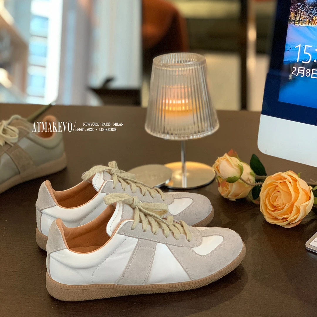 吕小布 |  复古德训鞋 25年春季女鞋平底阿甘真皮板鞋休闲鞋0189