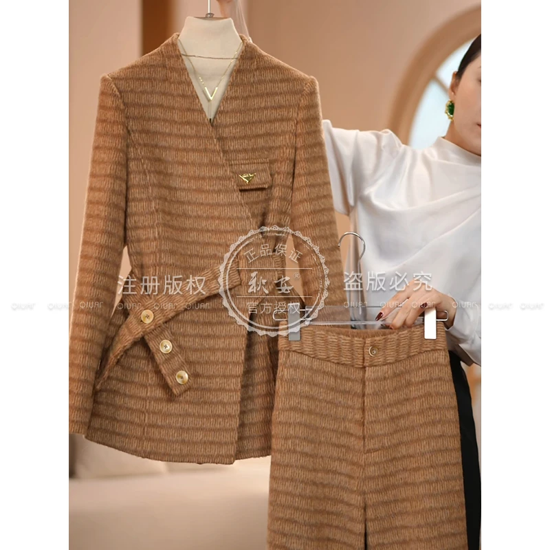 【AMNK服饰】2025秋冬新款金驼色高级简约设计师系列修身西装外套