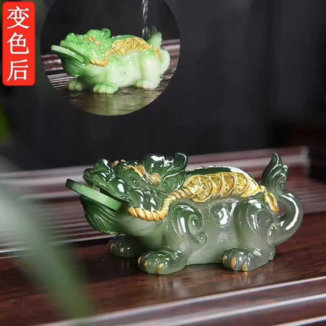 AA043玛瑙绿貔貅茶宠可变色瑞兽绿色D