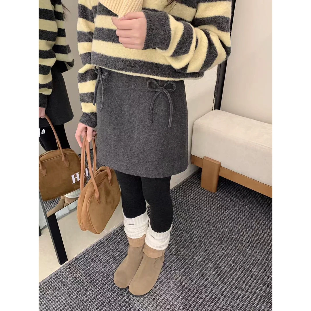 Miss na 8885 韩系小众款特色蝴蝶结Ａ字短裙