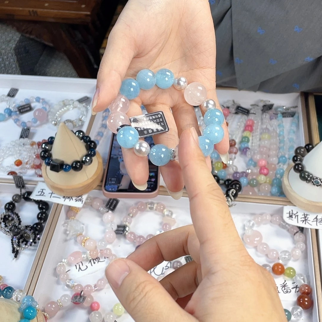 水晶手链银S925镀金镶嵌