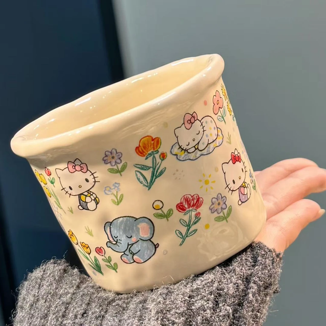 【圆和圈】出口尾单 花园小猫手握杯 加厚边 咖啡杯陶瓷杯