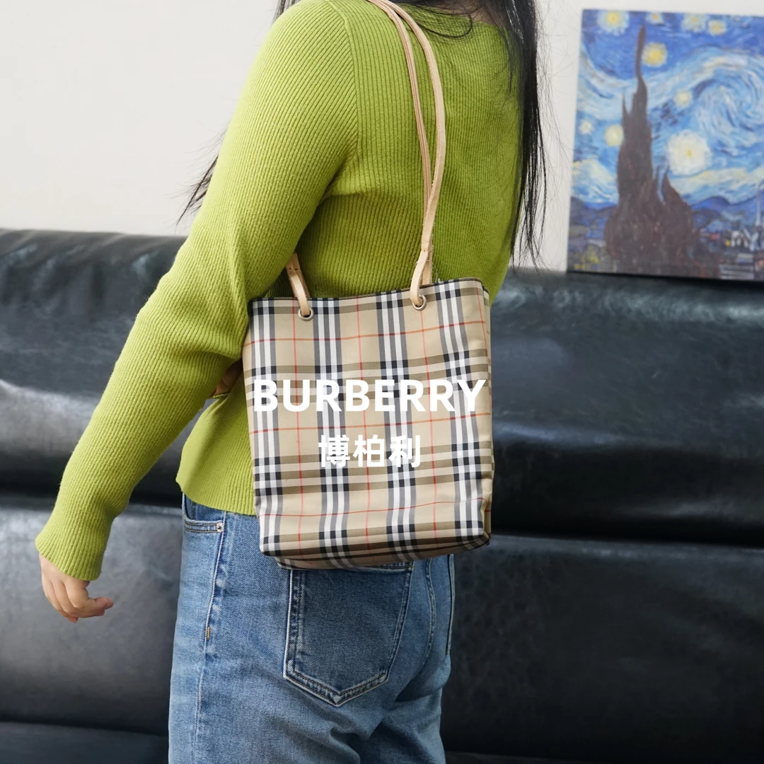 95新 BURBERRY/博柏利 巴宝莉/格纹单肩包/JJ12528133/8133