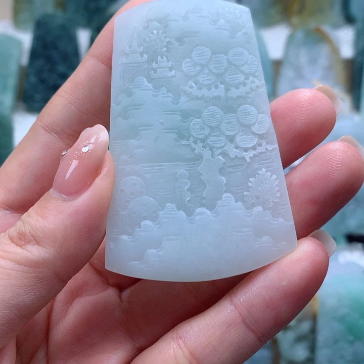 定制翡翠未镶嵌山水