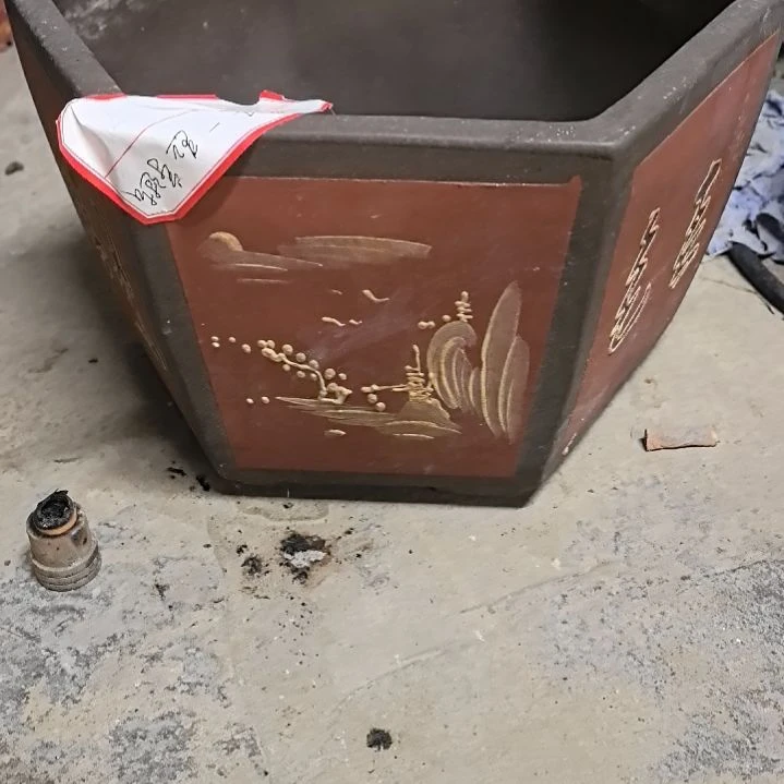 艺***活紫砂六角花盆一个