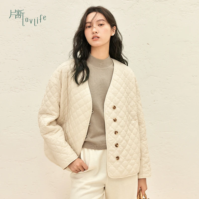 片断棉服女2025春季新款气质简约设计小众时尚百搭不规则轻薄外套