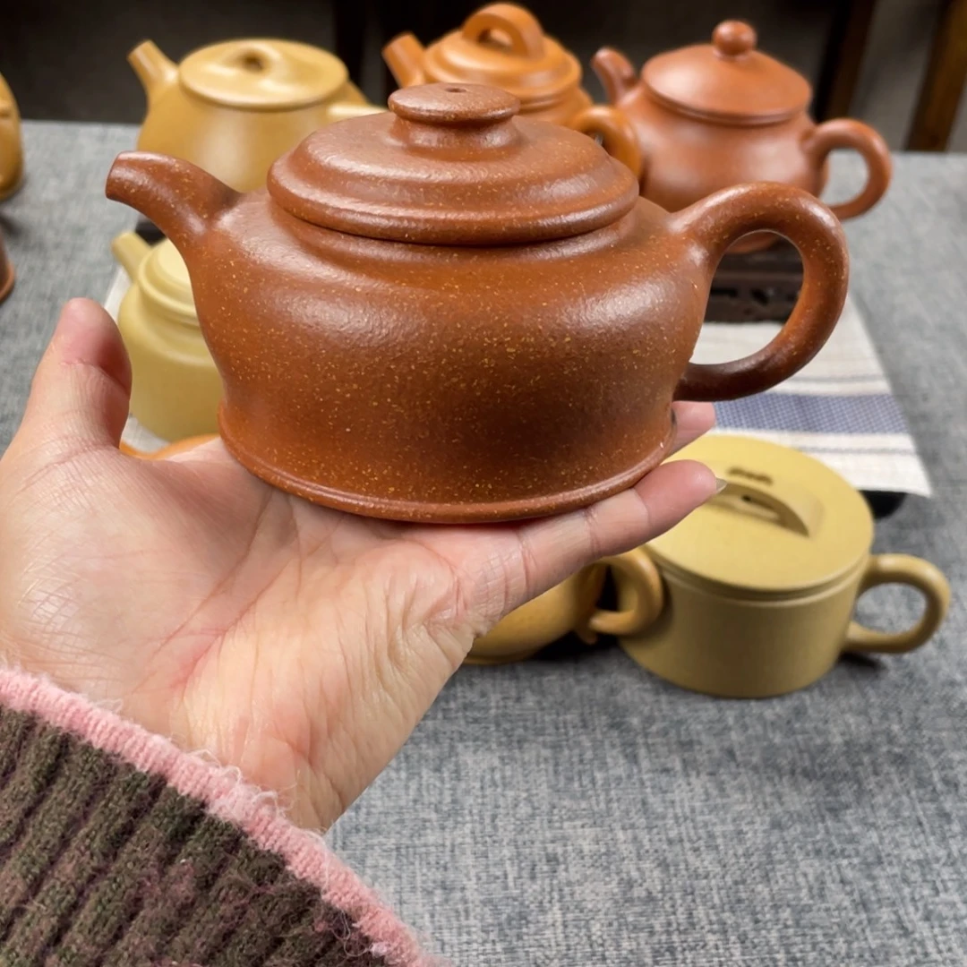 茶壶紫砂红降坡忘优全手20目240手工泥