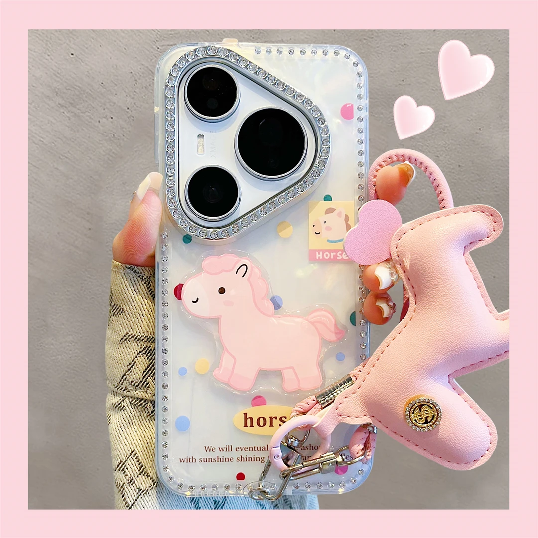 适用华为pura80pro+手机壳80Ultra少女可爱彩色波点木马pura70pro