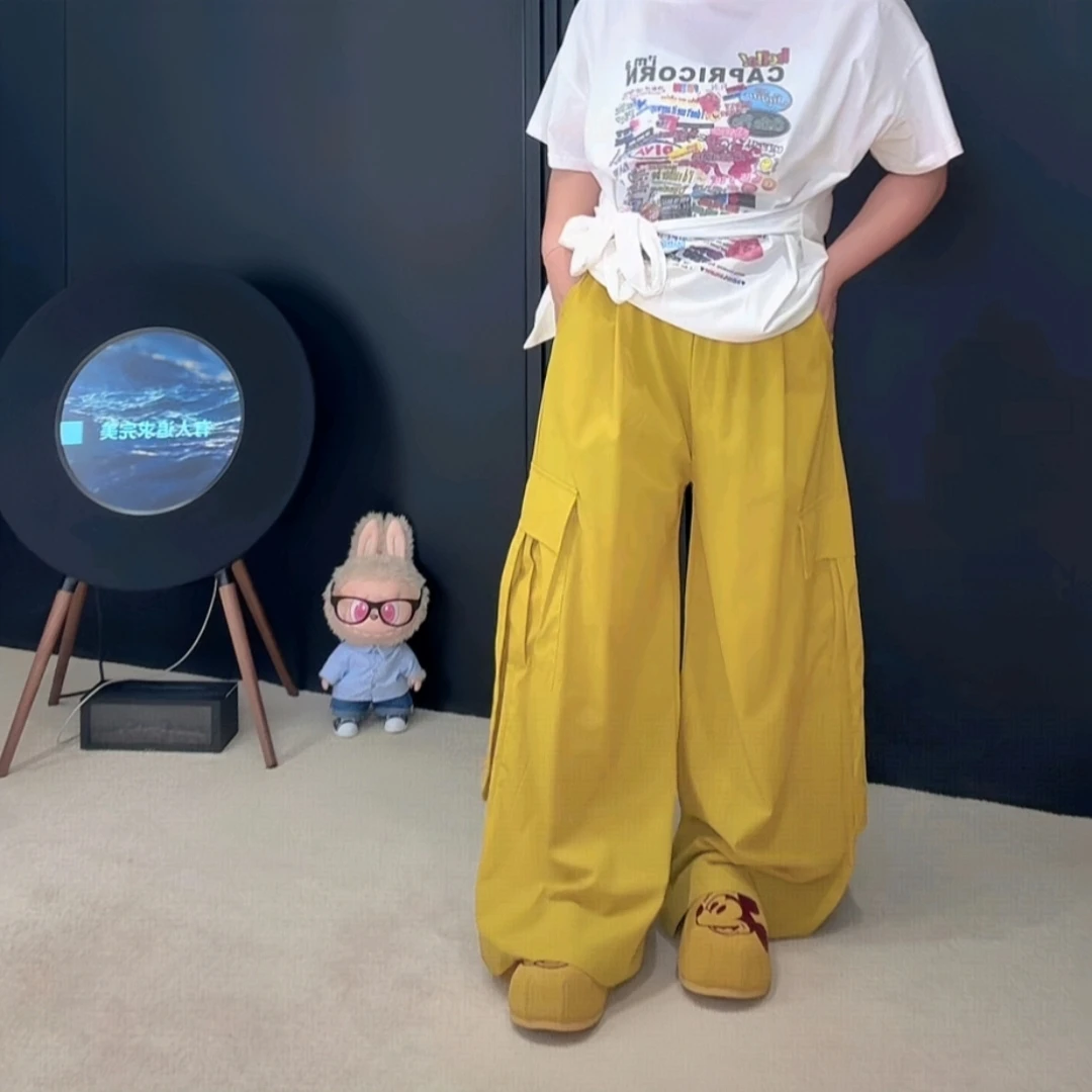 【涵涵家】夏季新款宽松百搭飘带阔腿工装裤#88260