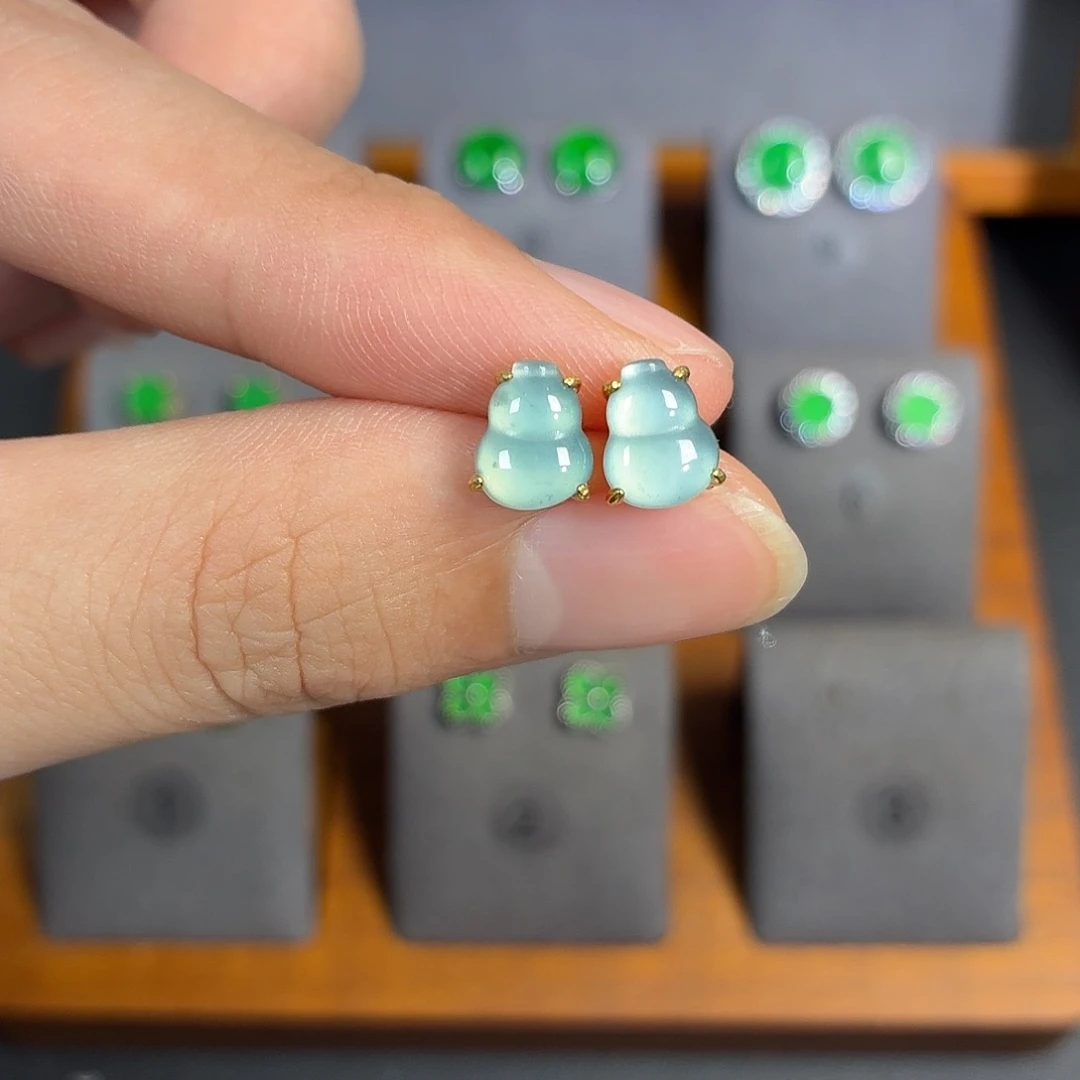 翡翠银S925镶嵌耳饰耳饰