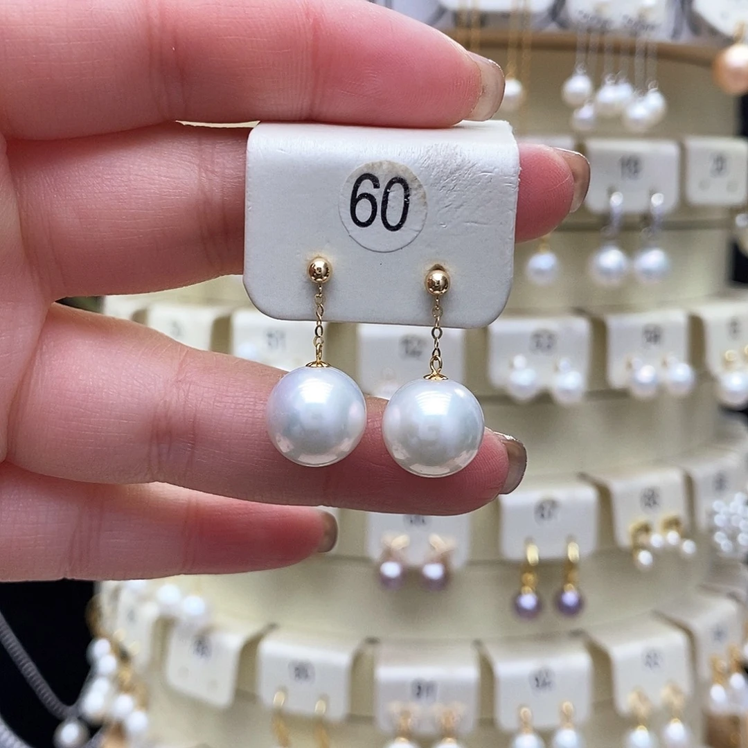 淡水珍珠耳饰18K金镶嵌