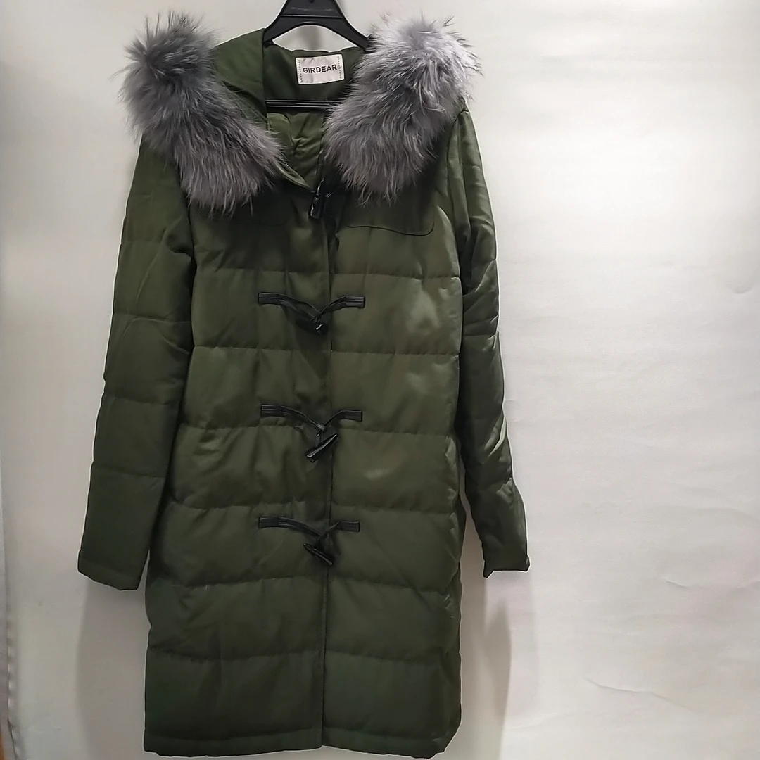 秋冬中长款毛领连帽女加厚保暖过膝宽松版时尚外套