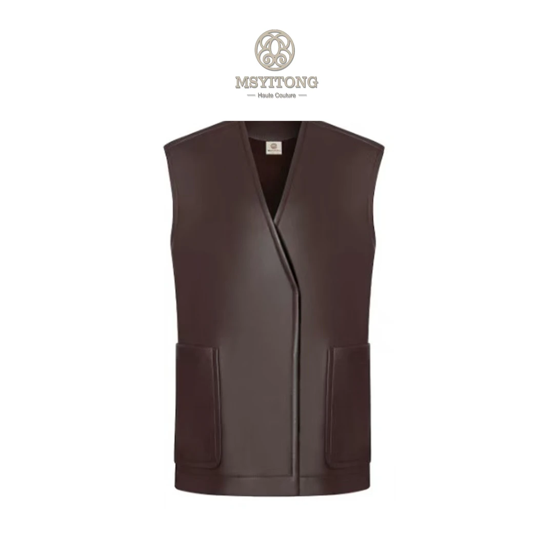 【MSYITONG甄选】绯月颂酱紫红羊皮马甲