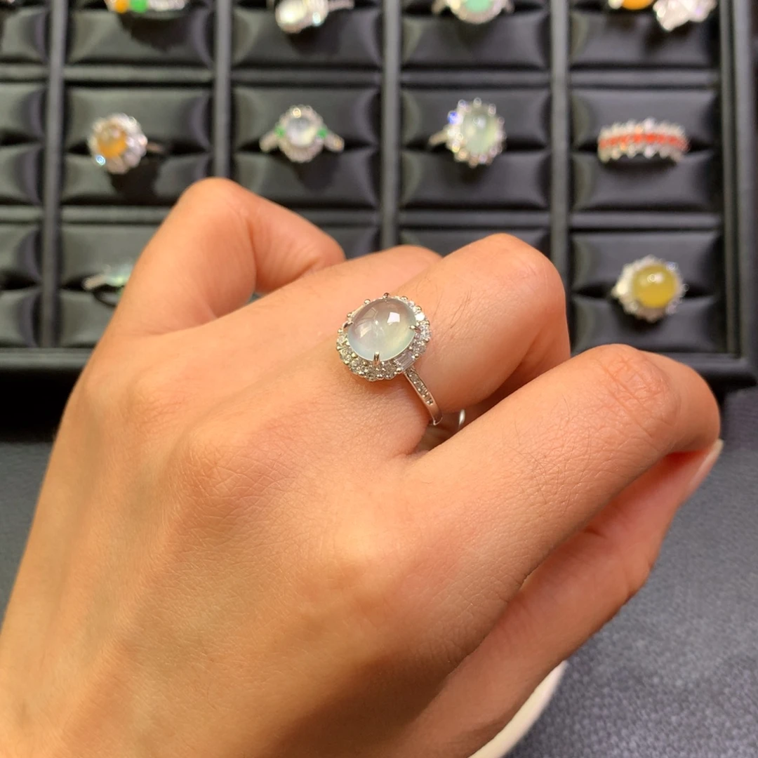 翡翠银S925镶嵌戒指