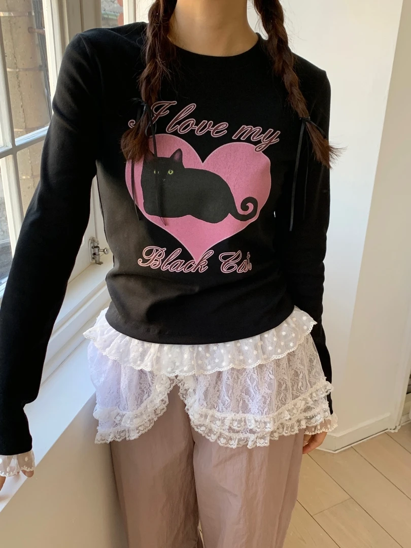 【no退no换】芳芳在韩国 东大门正品代购/Mo家/爱心字母图案长袖T恤