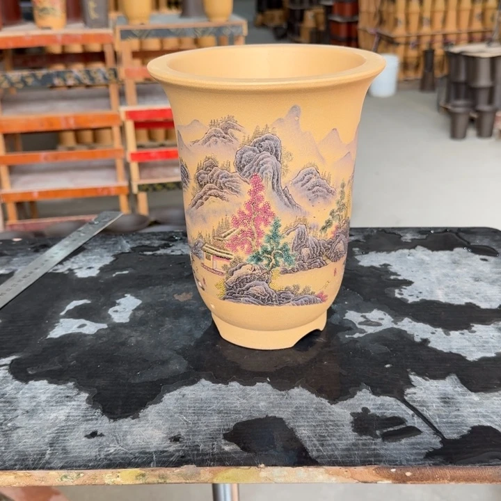 紫砂花盆高度22口径17单只