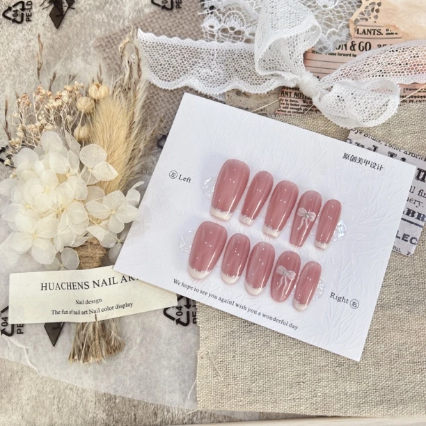 《甜心丝带》2025新款显白感极优雅气质的手工穿戴甲贴片