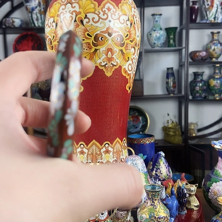 丨***l铜景泰蓝手镯一个老