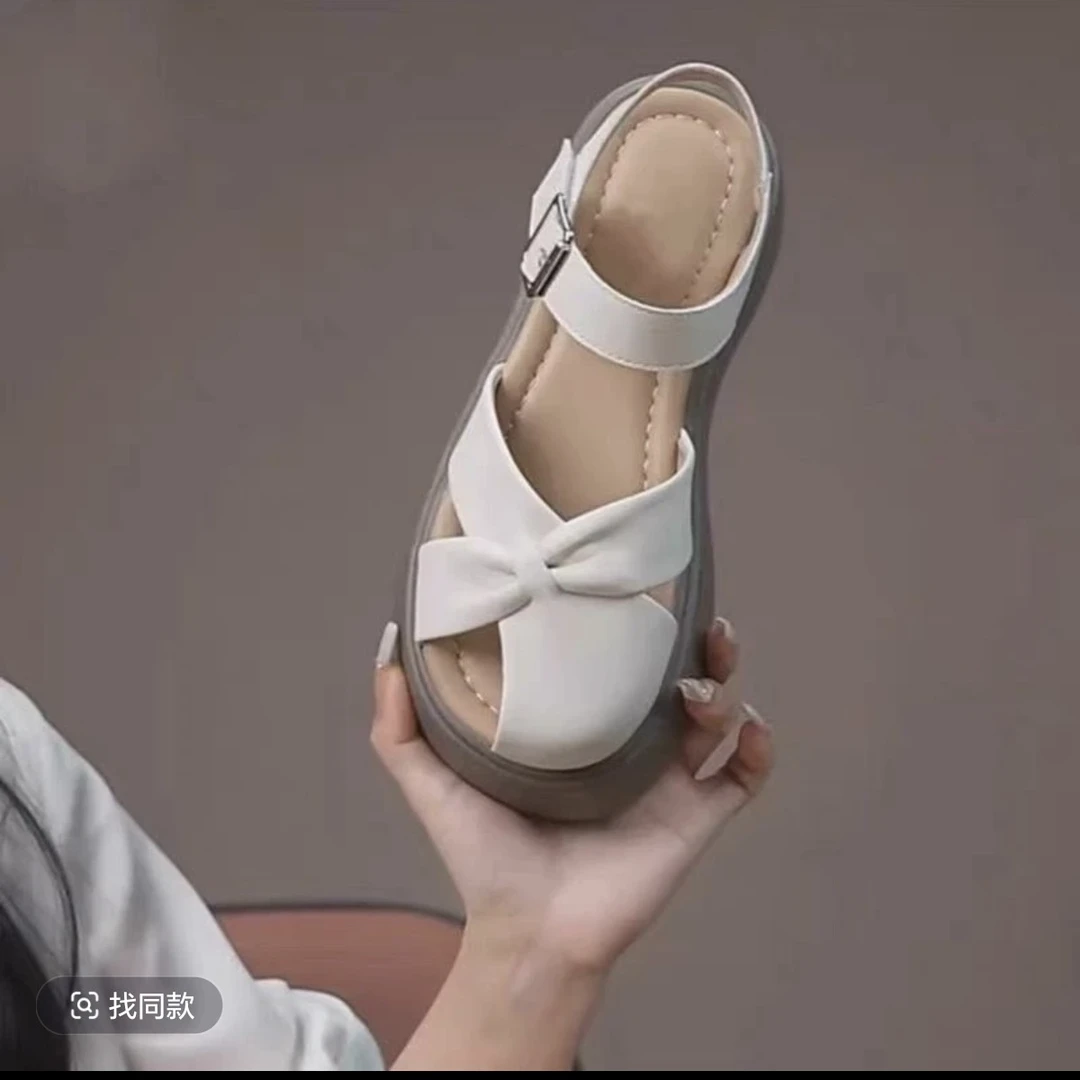 【品牌补贴】2025新防滑甜美罗马凉鞋公主鞋软底一字式扣带包头凉鞋