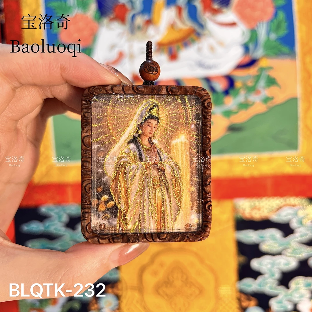 宝洛奇 BLQTK-232 尊版明烛合十圆光观音红五条双面雷击木手工砂