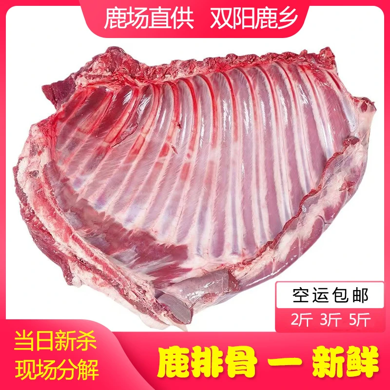 新鲜鹿排骨2斤 3斤 5斤 现杀梅花鹿 双阳鹿乡 现场称重 大雷鹿肉