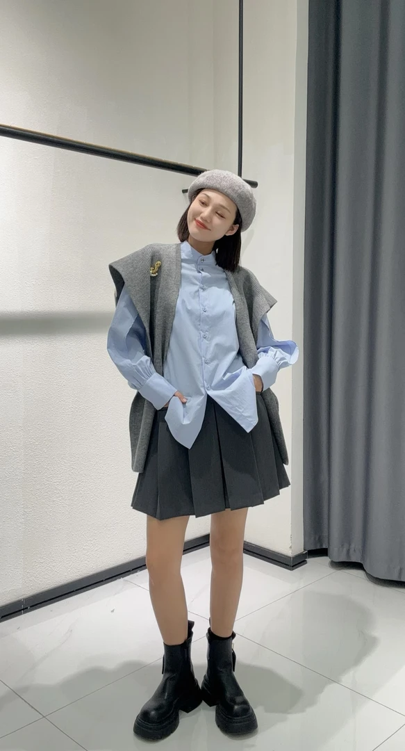 YIYAN艺燕-小立领明星款衬衫