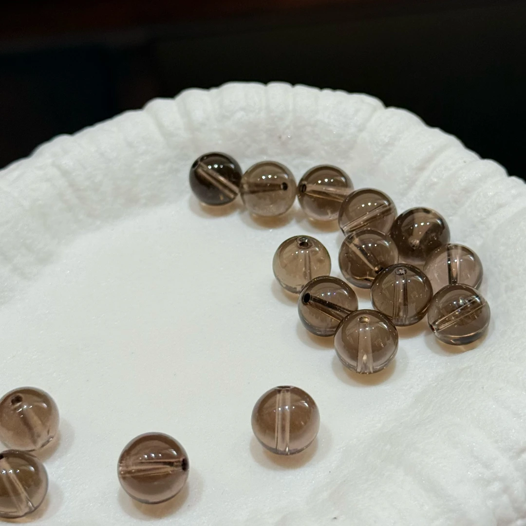 晶挖挖天然茶水晶10mm单珠天然水晶默认微瑕百搭（0104）多样性发一