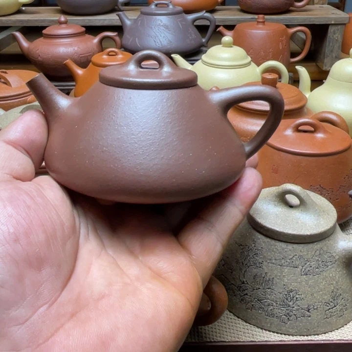紫泥茶壶宜兴紫砂壶半手工石瓢壶，160cc