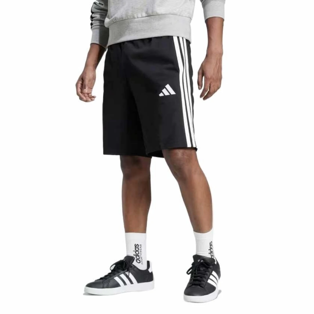 阿迪达斯/adidas男子舒适中腰系带纯色三分休闲短裤黑色 JE6405