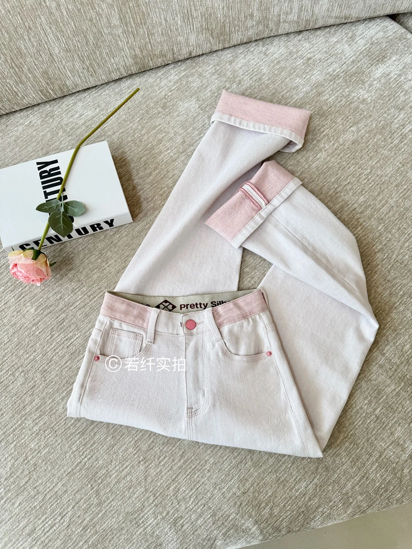 2025欧若风专属定制织腰春夏上新【樱花粉】B16八面微弹直筒裤高腰