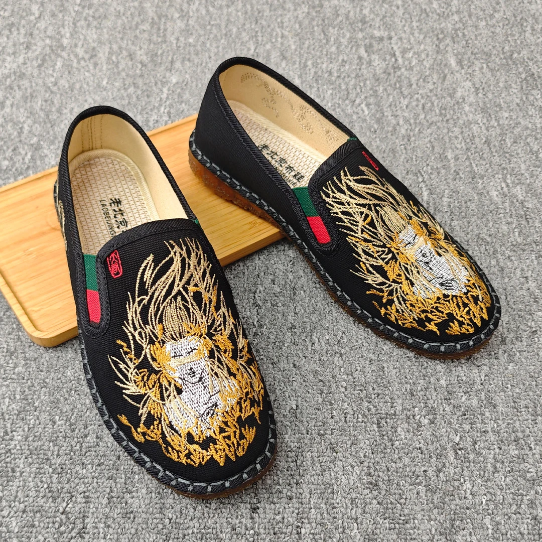 老北京刺绣布鞋男款耐磨舒适开车牛筋底防滑轻便防臭春秋软底休闲