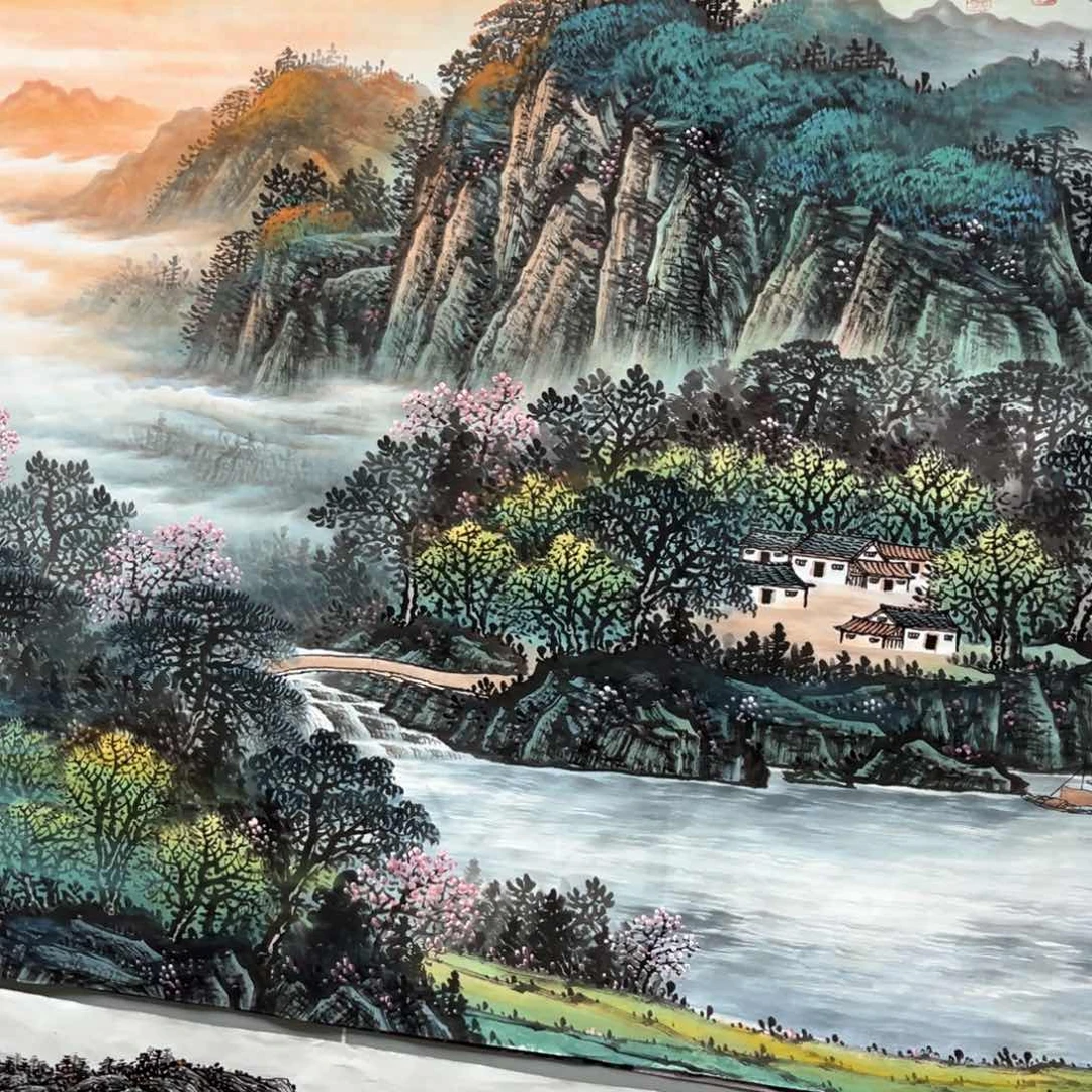 旅***途国画国画作品老师手绘