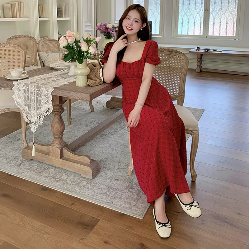 仟艺【玫瑰人生】春夏大码设计师修身鱼尾收腰开叉女装连衣裙