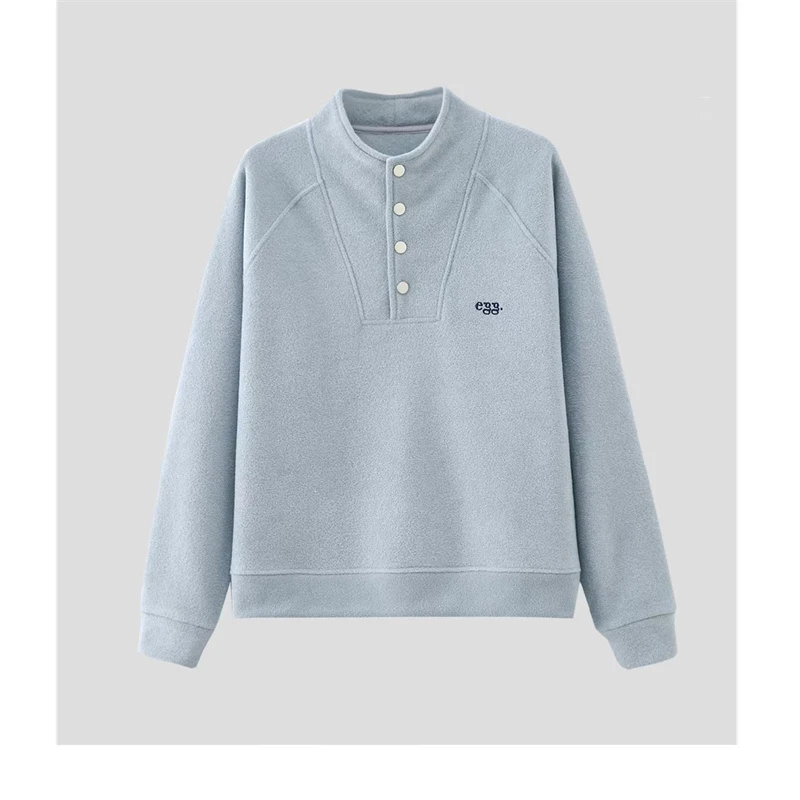 XUXU-「舒适磨毛」2025新年厚款简约百搭洋气单排扣女卫衣O-Q708