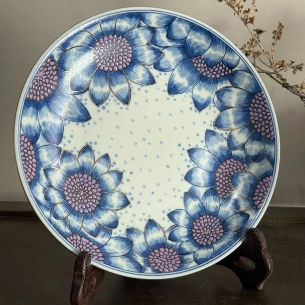 雨溪描金葵韵壶承 0084