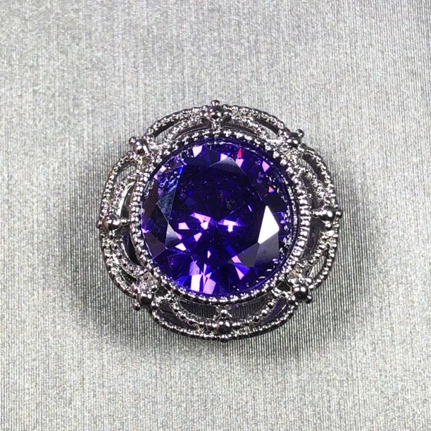 2164妖紫水吊坠银色开口可调节轻奢大方精致