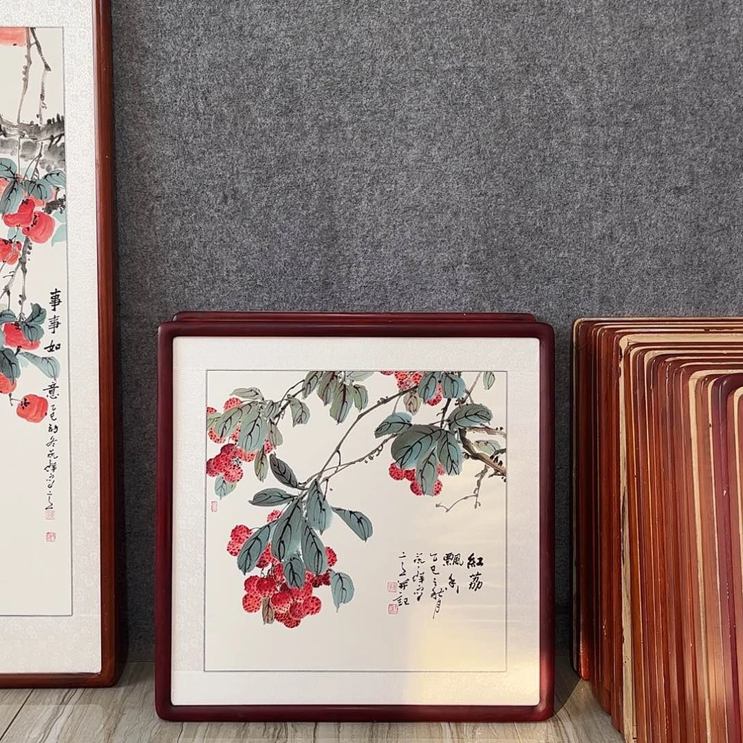 国画书画作品带框63×63