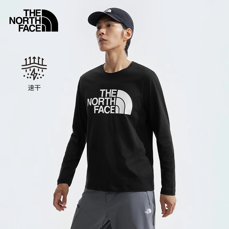 北面男速干印花LOGO长袖T恤休闲运动户外透气TheNorthFace|8AMJ