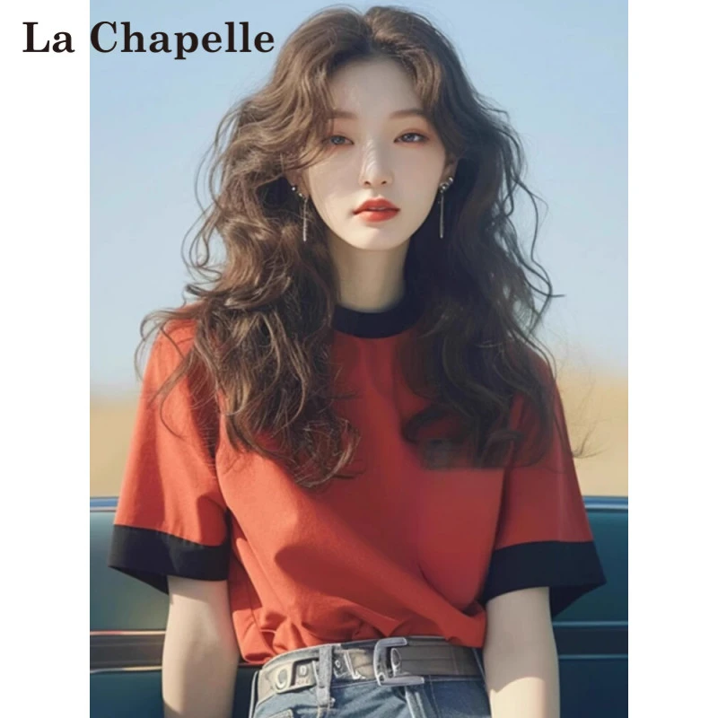 拉夏贝尔短袖T恤女款爆款2025网红洋气女炸街纯欲慵懒风衣服女装