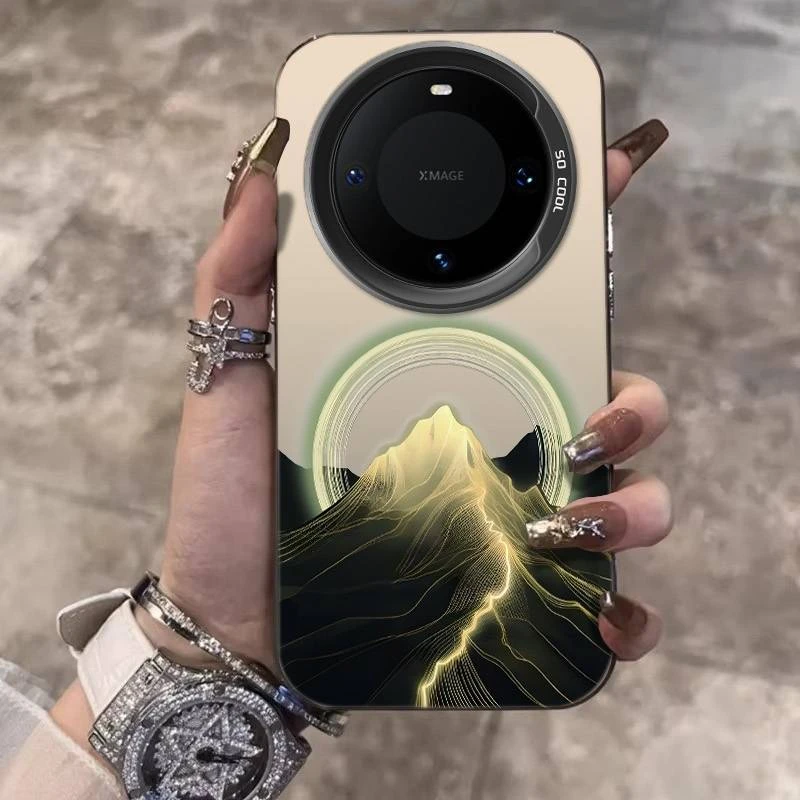 日照金山适用华为mate60pro手机壳mate70创意P70/60/50磨砂防摔