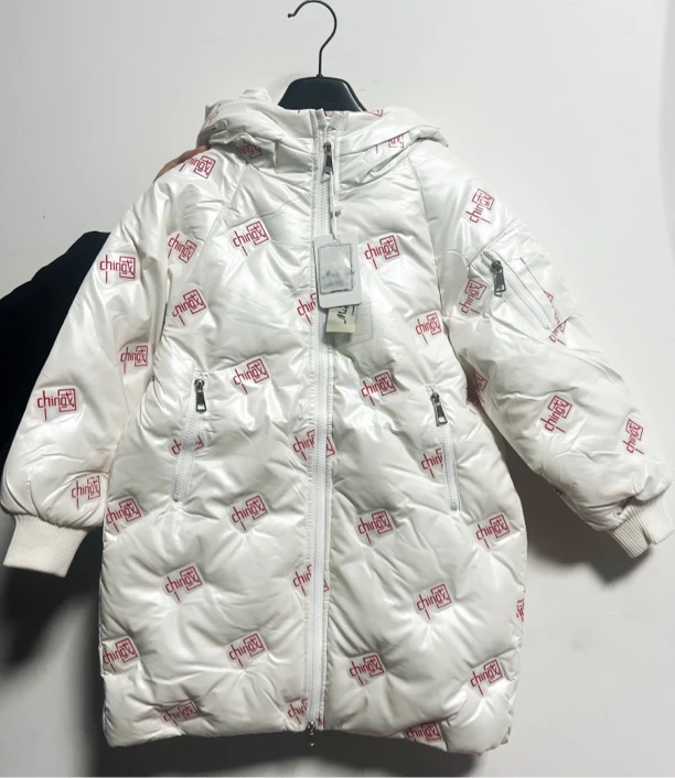 男女中长款纯色羽绒棉服秋冬连帽冬装印花中国字母羽绒棉服