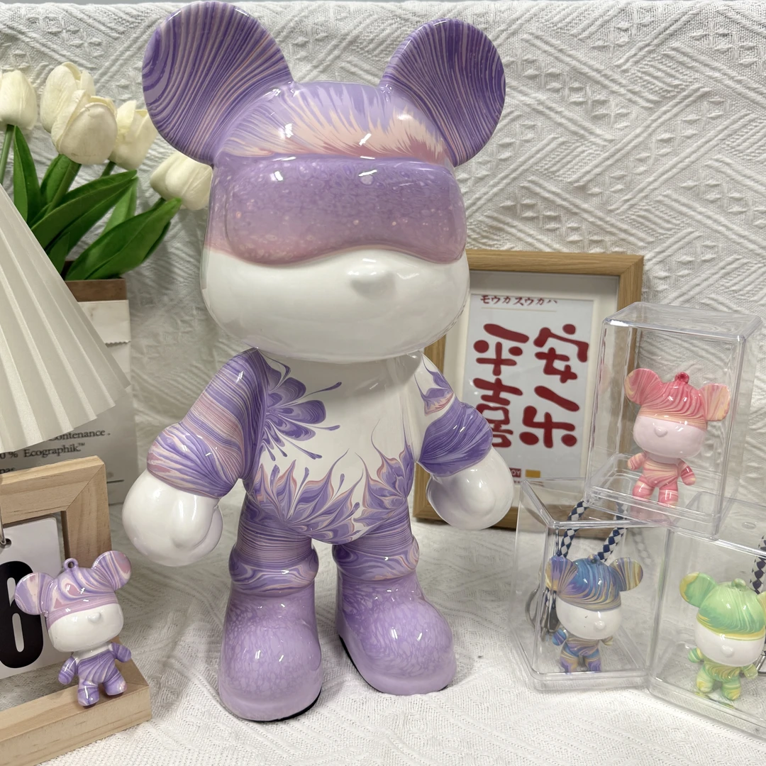 （勾花款现货）手工DIY流体熊高定树脂创意装饰品摆件家居暴力熊