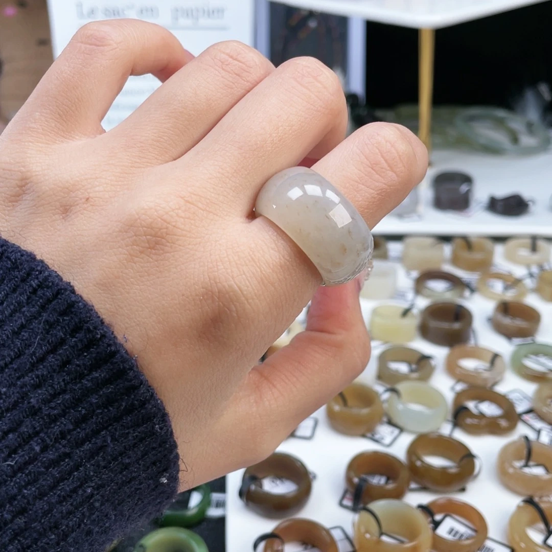 和田玉未镶嵌戒指P15冰透飘桂花墩墩不退换