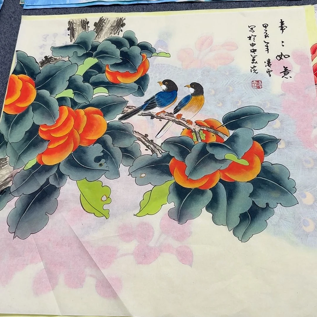 国画尺寸70X70手绘作品 