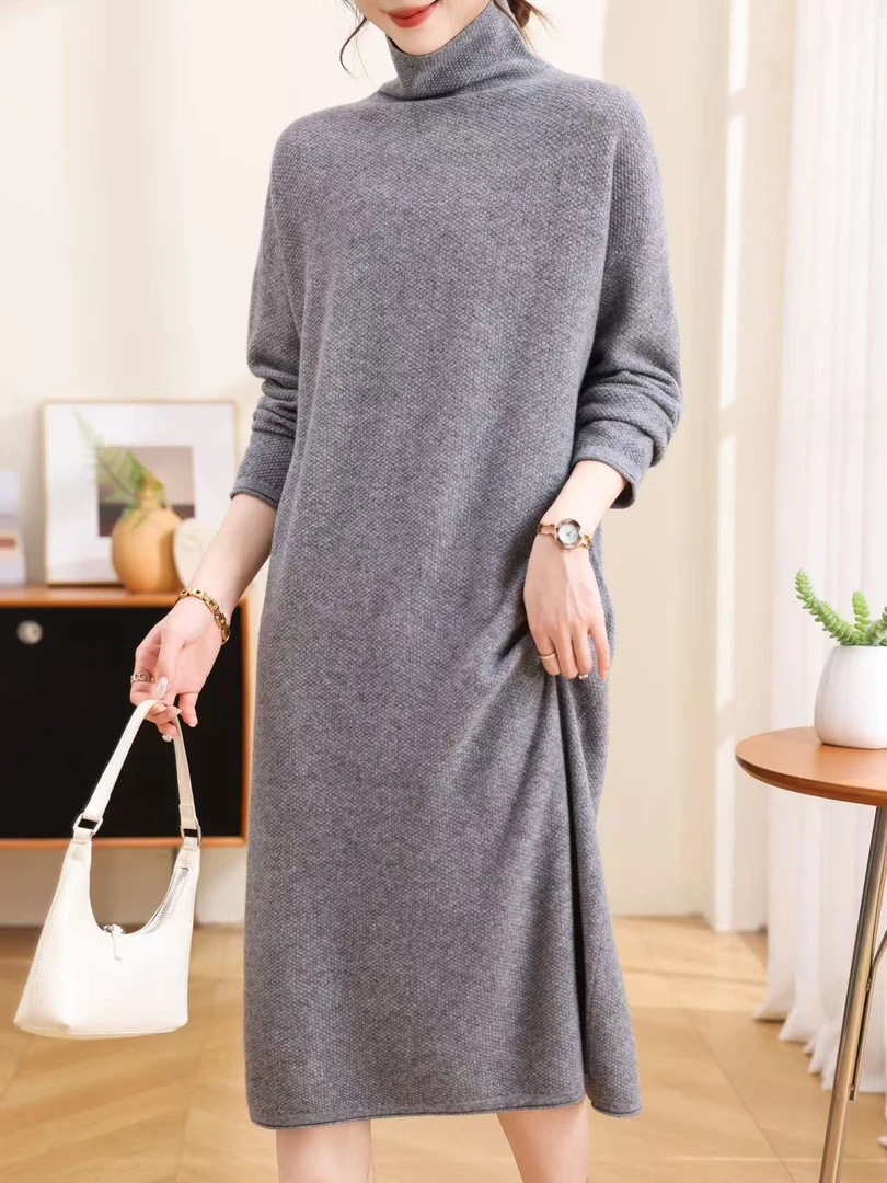 【奥兰多多&杨子家轻奢定制】简约款自由领毛衣裙272512