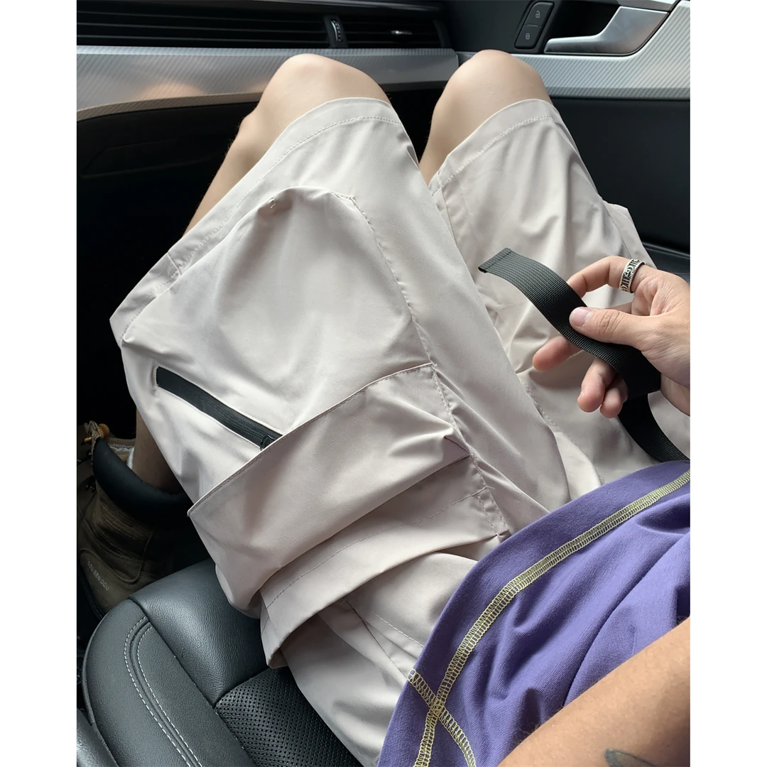 美式工装短裤男士夏季薄款2025新款五分裤男款冰丝速干休闲中裤子